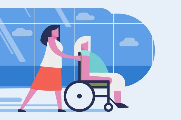 Patient Wheelchair Vector Illustration Design — Stock Vector