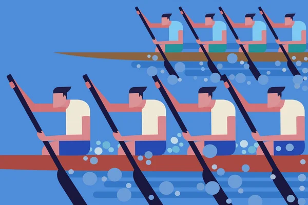 Ruderer Die Ein Schlangenboot Rudern Konzept Für Bootsrennen Kerala Indien — Stockvektor