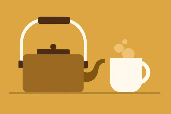 Горячий Чай Стакане Чайник — стоковый вектор