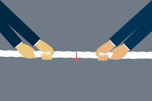 Duas Mãos Empresários Segurando Corda Ilustração Vetorial — Vetor de Stock