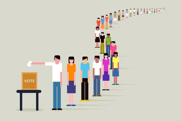 Gente Está Una Larga Cola Para Emitir Voto Las Elecciones — Archivo Imágenes Vectoriales