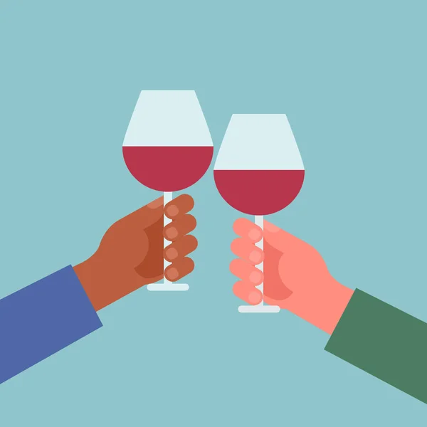 Şarap Kadehi Tutan Iki Vekto Ilüzyon — Stok Vektör