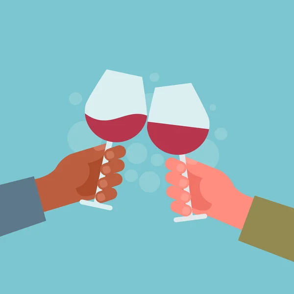 Şarap Kadehi Tutan Iki Vektör Illüstrasyonu — Stok Vektör