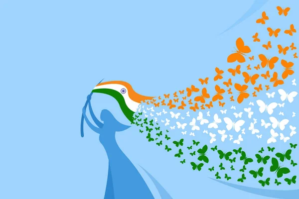 Hindistan Bayrağıyla Koşan Kadınlar — Stok Vektör