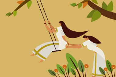 kadınlar salıncak vektörü illüstrasyonunda