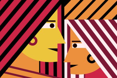 İki yüz vektör illüstrasyonu