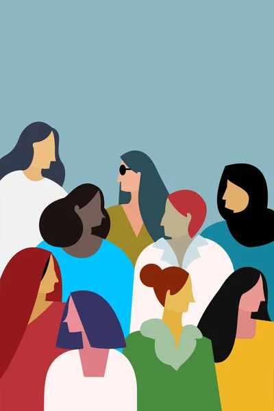 Çok Irklı Kadınlar Grubu Kadın Gücü Kavramı — Stok Vektör