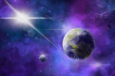 Güzel nebula ve galaksiler uzayda. Bu görüntünün unsurları Nasa tarafından desteklenmektedir