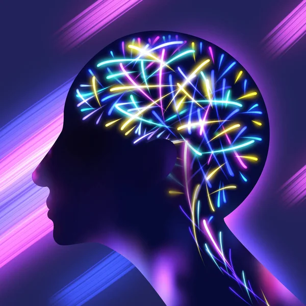Human Head Brain Face Illustration — Stockfoto