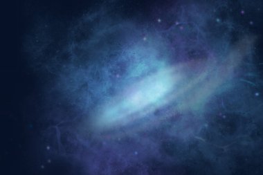 Kozmik arkaplanda 3 boyutlu illüstrasyon gökadaları ve bulutsu