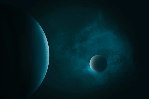 銀河系の背景にある惑星の3Dイラスト — ストック写真