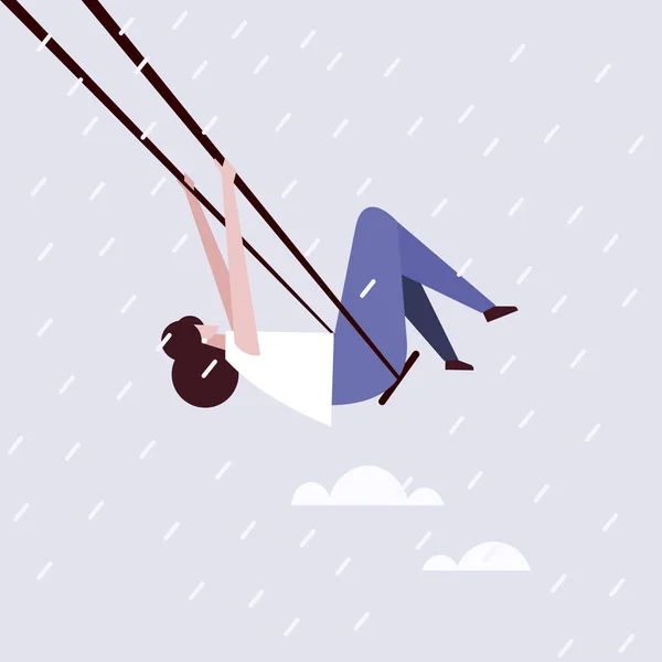 Ilustracja Dziewczyny Wiszącej Powietrzu Deszczowy Dzień — Wektor stockowy