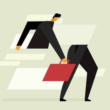 Parçalanmış bacakları daha hızlı hareket eden bir iş adamının kavramsal çizimi.