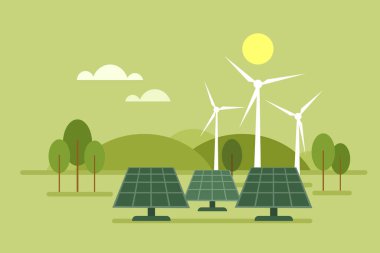Doğa dostu yenilenebilir enerji kaynakları tasviri
