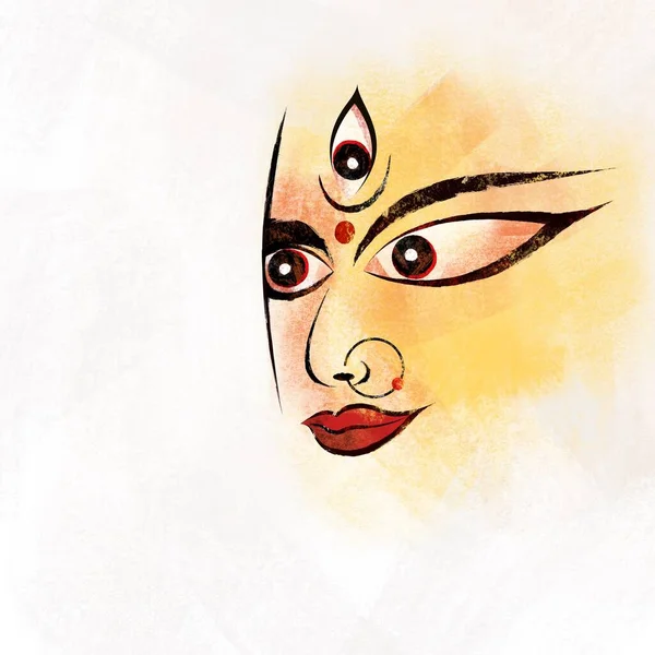 Illustration of Goddess Durga with textures. Concept for Durga Puja festival of India.