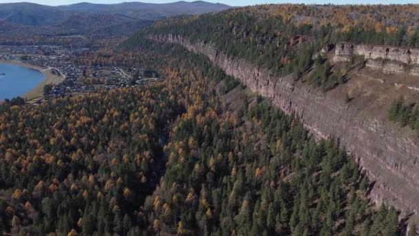 シベリアの森の上の秋の空撮 — ストック動画