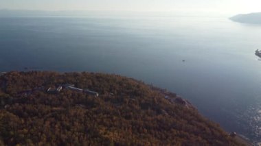 Sibirya Ormanı üzerinde sonbahar hava görüntüleri