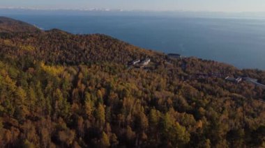Sibirya Ormanı üzerinde sonbahar hava görüntüleri
