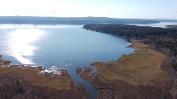 Sibirya Ormanı Üzerinde Sonbahar Hava Görüntüleri — Stok video