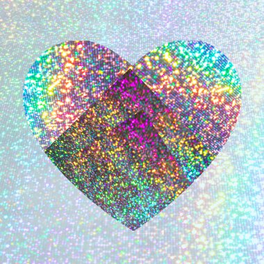 Heart and neon colors. Minimal abstract flat lay concept. Creative modern texture.