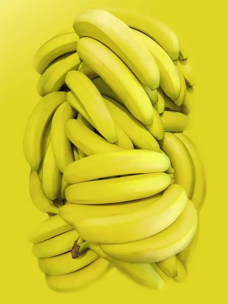 Monte Bananas Fundo Amarelo — Fotografia de Stock