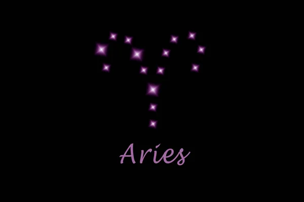 Aries Zodiac Sign Composed Shining Stars Black Background — Stock Photo, Image