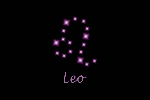 黒の背景に輝く星で構成されたレオ黄道サイン — ストック写真