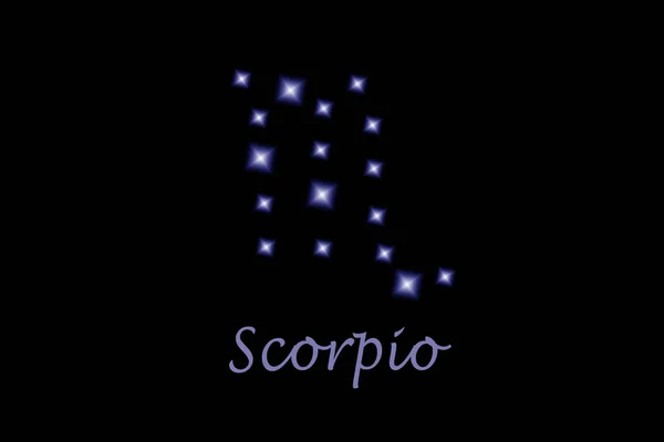 Znak Zodiaku Skorpiona Złożony Lśniących Gwiazd Czarnym Tle — Zdjęcie stockowe