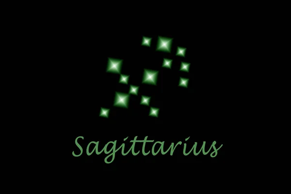 Sagittario Segno Zodiacale Composto Stelle Brillanti Sfondo Nero — Foto Stock