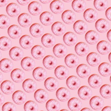 Pembe arka planı olan kusursuz pembe donut.