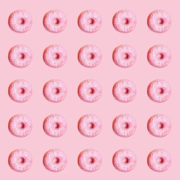 Pattern seamless of pink donut with pink background