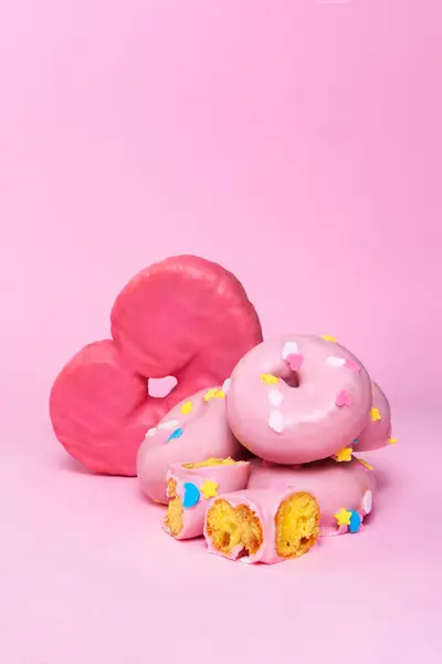isolated pink candy with pink chocolate with pink background