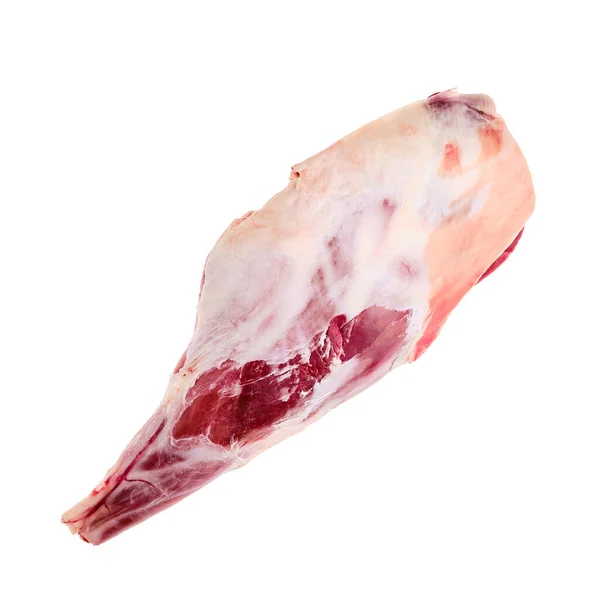 Beyaz Arkaplanda Taze Çiğ Kuzu Bacağı — Stok fotoğraf