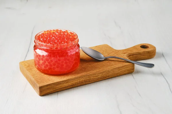 Offener Topf Mit Rosa Lachsrotem Kaviar — Stockfoto