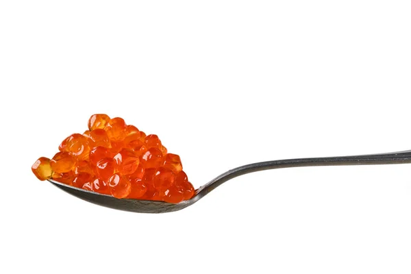 Löffel Mit Lachsrotem Kaviar — Stockfoto