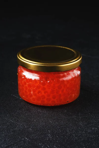 Jar Pink Salmon Red Caviar — Stockfoto