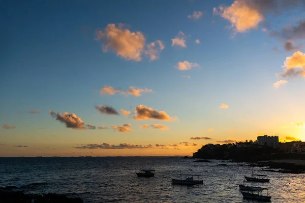 Сальвадор Бахия Бразилия Июня 2021 Года Красочный Закат Облаками Пляже — стоковое фото