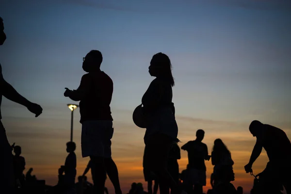 Salvador Bahia Brazil June 2021 Silhouette People Enjoying Wonderful Colorful — Stock Photo, Image