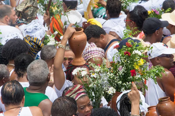 Salvador Bahia Brasil Febrero Miembro Religión Candomble Participa Una Fiesta — Foto de Stock