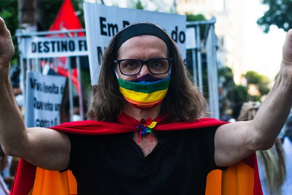 Salvador Bahía Brasil Junio 2021 Manifestantes Protestan Contra Gobierno Del —  Fotos de Stock