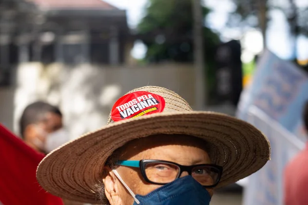 Salvador Bahia Brasilien Juni 2021 Demonstranten Protestieren Der Stadt Salvador — Stockfoto