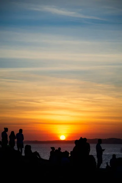 Salvador Bahia Brazil June 2021 Silhouette People Enjoying Wonderful Colorful — Stock Photo, Image