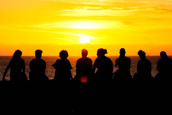 Salvador Bahia Brazil January 2019 Silhouette People Watching Sunset Rio — Stock Photo, Image