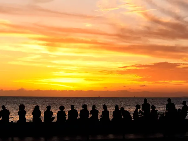 Salvador Bahia Brésil Janvier 2019 Silhouette Personnes Observant Coucher Soleil — Photo