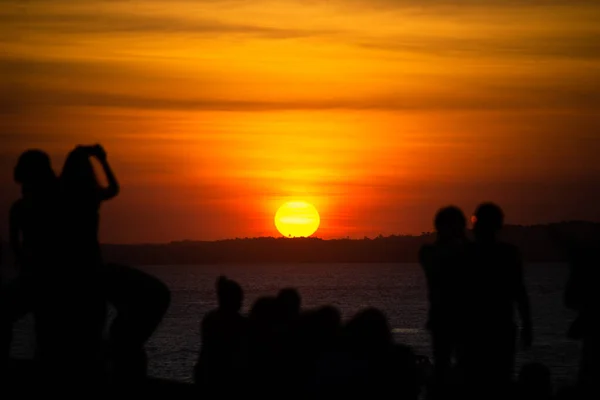 Salvador Bahia Brazil June 2021 Silhouette People Enjoying Wonderful Colorful — Stock Photo, Image