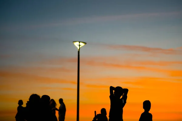 Salvador Bahia Brazil June 2021 Silhouette People Enjoying Wonderful Colorful — Stock Photo, Image