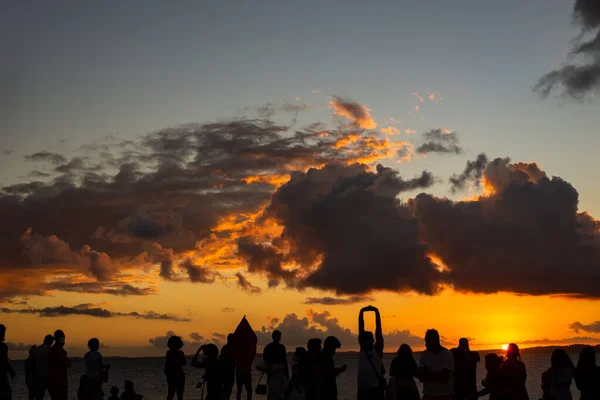Salvador Bahia Brasilien Juni 2021 Dramatischer Sonnenuntergang Salvador Bahia Strand — Stockfoto