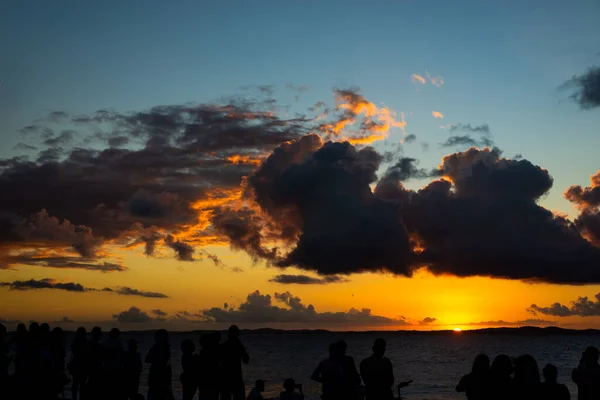 Salvador Bahia Brasilien Juni 2021 Dramatischer Sonnenuntergang Salvador Bahia Strand — Stockfoto