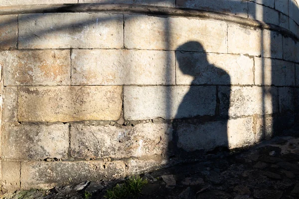 Salvador Bahia Brazil July 2021 Silhouette Shadows People Stone Wall — Stock Photo, Image