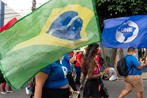 Salvador Bahia Brazil July 2021 Brazilians Protest Government President Jair — Stock Photo, Image